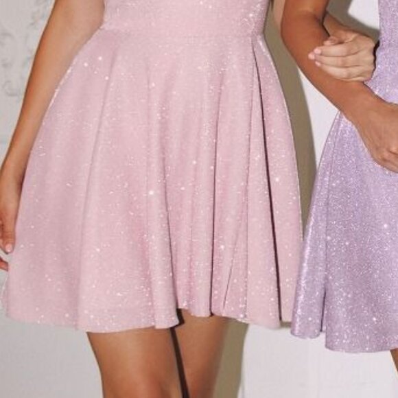 New A-Line Sleeveless Glitter Dress w/ Spaghetti Straps & Zipper Back CD T103 - Picture 5 of 5